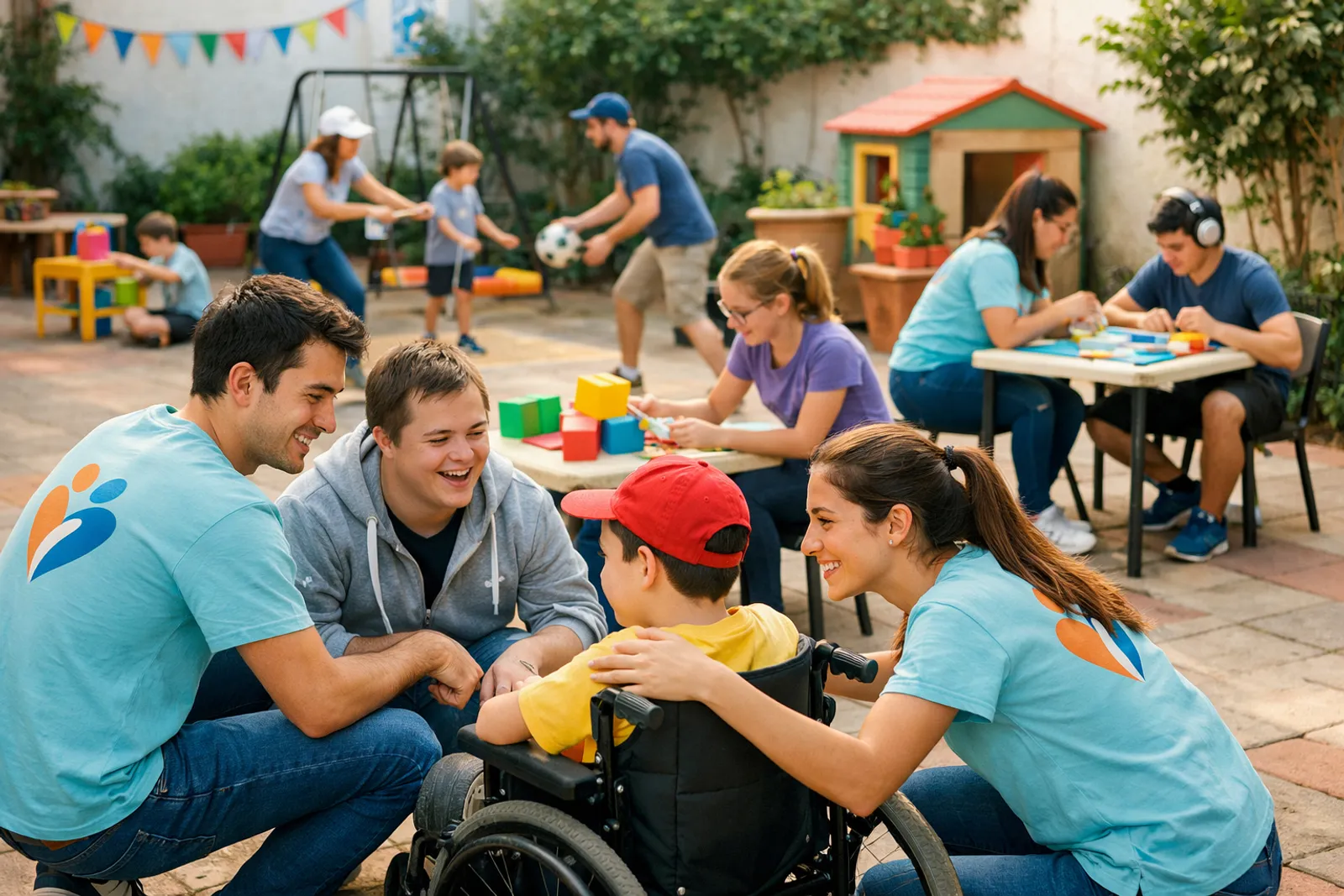 Personas participando en actividades de voluntariado comunitario